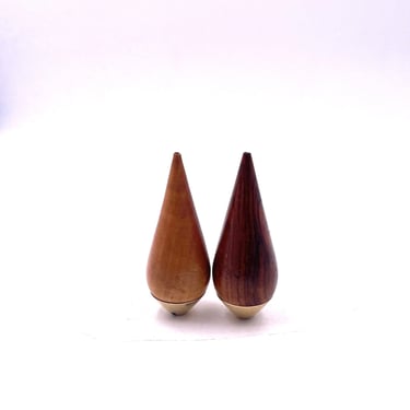 Danish Modern Rare Pair of Salt & Pepper Shakers in Rosewood & Brass