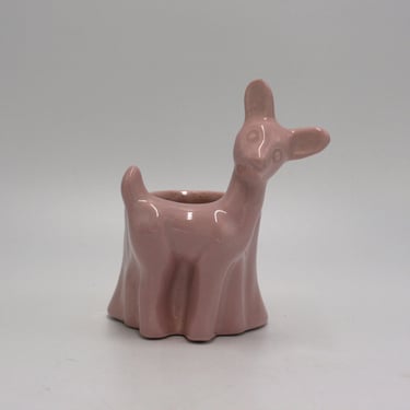 vintage pink ceramic deer planter 