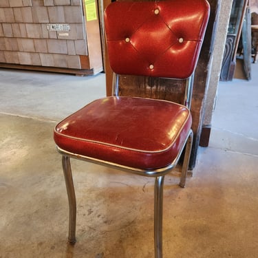 Vintage Red Dining Chair 15.5" x 31.25" x 15"