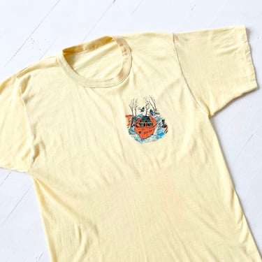Vintage Yellow Tee with Rafting Graphic 