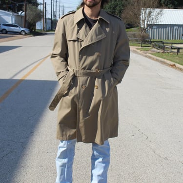 Trench Coat Men, London Towne, 40S, Trench Coat, All Weather Coat, Belted Coat, Removable Liner 
