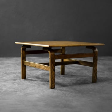 Vintage Rare Mid-Century Scandinavian Modern Brown Oak Coffee Table by Karl-Erik Ekselius for JOC Vetlanda, 1960s 