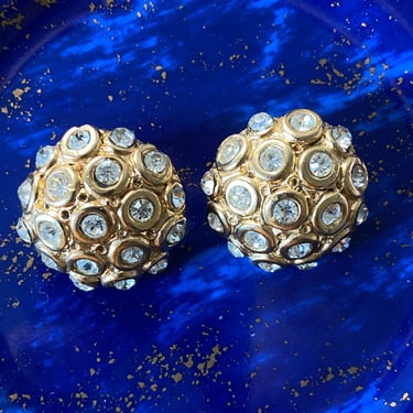 80s Designer Jacky de G Gold Crystal Earrings