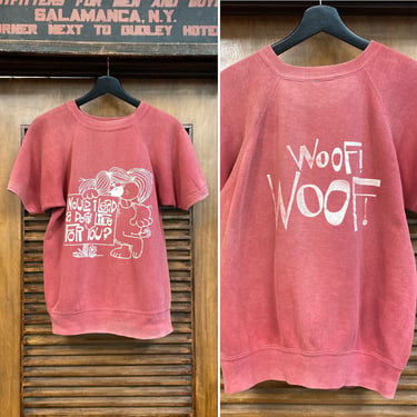 Vintage 1960’s Pop Art Cartoon “Dog’s Life” Cotton Short Sleeve Sweatshirt, 60’s Pop Art Sweatshirt, Cotton Sweatshirt, Vintage Clothing 