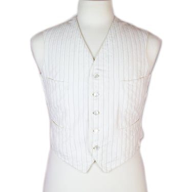 1910s Edwardian Mens Vest ~ Ivory Four Pocket Wedding Vest 