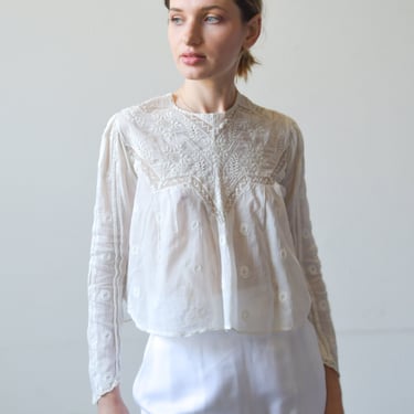 6974t / edwardian cotton embroidered blouse 