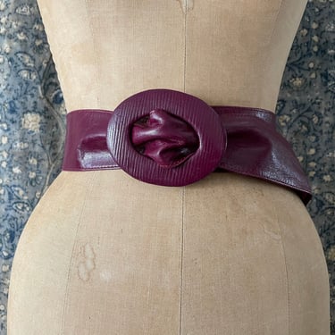 Vintage ‘80s berry wine leather cinch belt | 80s 90s aesthetic, Liz Claiborne, adjustable S/M/L 
