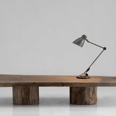 Oak Coffee Table / Industrial Task Lamp