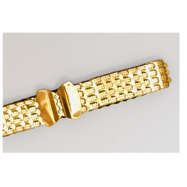 70s 80s Vintage Gold Stretch Belt Metal Bow Rhinestone Diamond 70s Disco Stretch Metallic Gold Bow Wedding Belt Small Medium Large 27-37