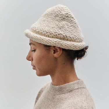 Lauren Manoogian Handknit Purl Roll Hat, Alabaster