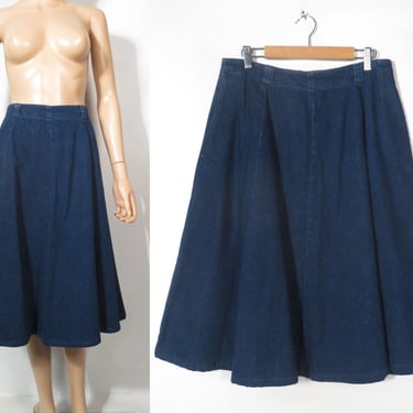 Vintage 80s/90s Dark Wash Denim A Line Skirt With Pockets Size 12 31 Waist 