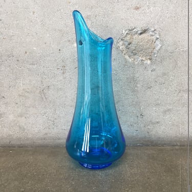 Mid Century Modern Mid Size Blue Glass Vase