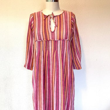 1960s Indian cotton striped caftan dress 
