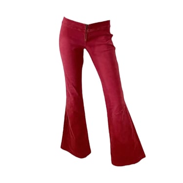 Vintage Y2K low rise Jeans / 90s Replay Italy Bell Bottoms Jeans / Sueded Red Rocker Jeans Small 