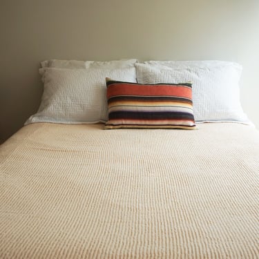 Gorgeous Vintage Pilgrim Pride Queen Size Nubby Peach Color Cotton Blanket/Bedspread with Fringe and Rounded Corners 