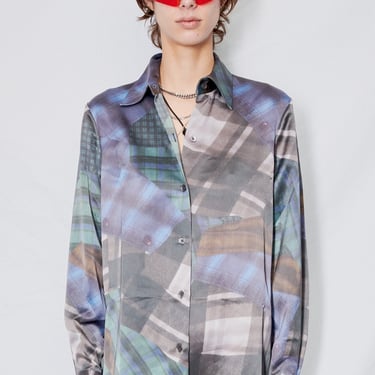 Mixed Flannel Print Long Sleeve Button Up