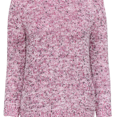 Rebecca Taylor - Pink & Metallic Cotton Blend Sweater w/ Shoulder Zippers Sz S