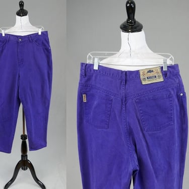 80s 90s Purple Jeans - 33" waist - P.S. Gitano High Rise Waisted - Relaxed Tapered - Vintage 1980s 1990s - XL 29" inseam 