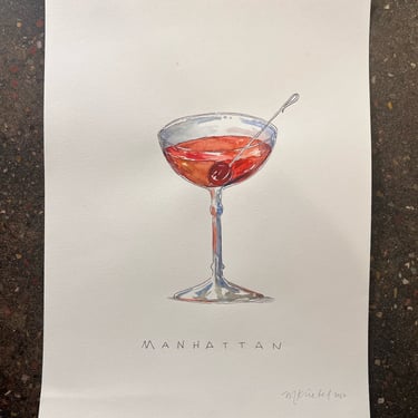 Manhattan Cocktail Original Watercolor Painting