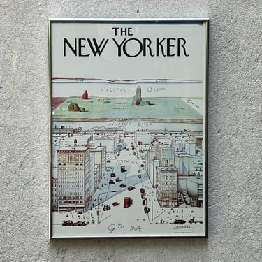 Famous New Yorker Cover  by Steinberg, Framed Poster 1976 