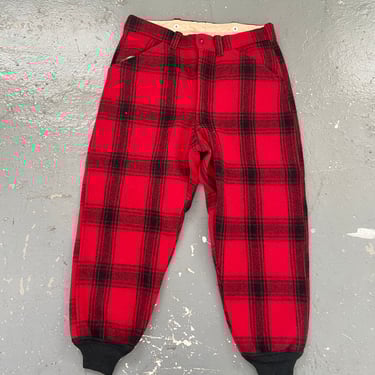 Size 36x28 Vintage 70s Woolrich Plaid Cuffed Pants Men’s Red Black Malone Hunting Trousers 