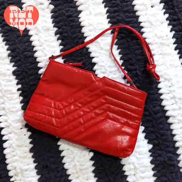 Iconic Vintage 80s Red Hot Quilted Style Vinyl Purse 