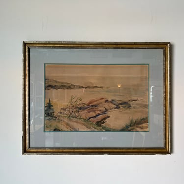 J. Philip Richards "The Cove - Ogunquit Maine" Impressionist Watercolor Painting. 