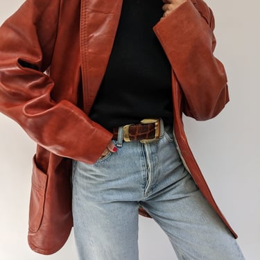 Incredible Vintage Burnt Sienna Leather Blazer