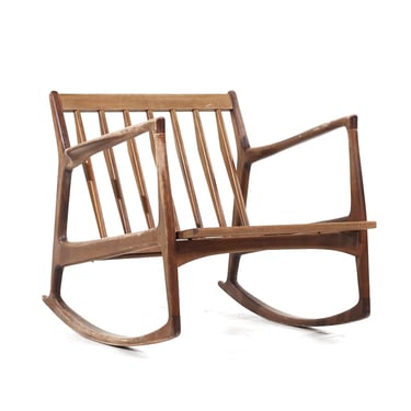 Kofod Larsen for Selig Mid Century Danish Walnut Rocking Lounge Chair - mcm 