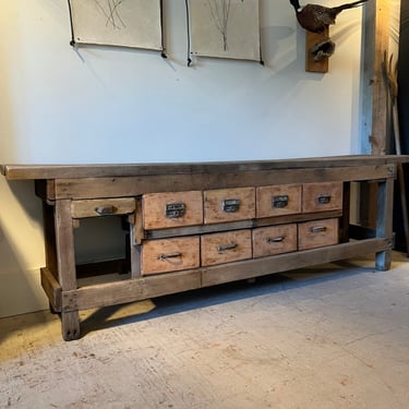 Vintage Workbench with Drawers