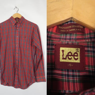 Vintage 80s/90s Lee Plaid Button Up Shirt Size S 