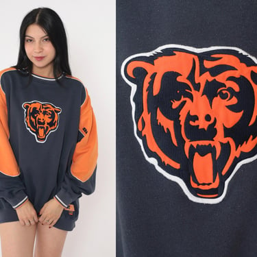 Chicago Bears Sweatshirt NFL NFC North Football Crewneck Sweatshirt Graphic Pullover Sportswear Navy Blue Orange Men's Extra Large XL 