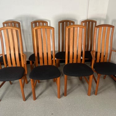 Set Of 8 Mid Century Modern Teak Dining Chairs By Skovby High Back 