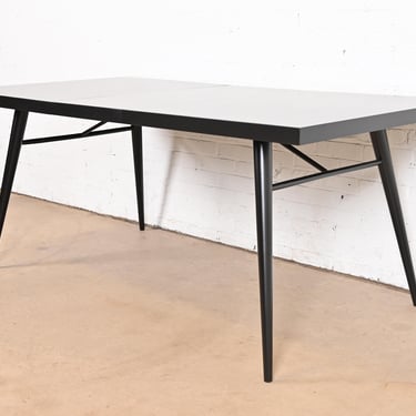 Paul McCobb Planner Group Black Lacquered Extension Dining Table, Newly Refinished