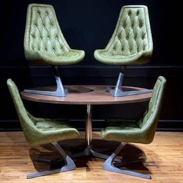 CUSTOMIZABLE Chromcraft Sculpta Dining Set Table and 4 Chairs - Mid Century Modern Chromcraft Dining Set Kagan Unicorn Chairs Star Trek 