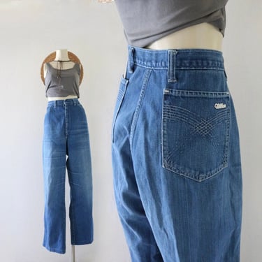 worrrn 70s high waist jeans - 34 - womens boho hippie blue jeans denim pants high waisted womens rainbow 