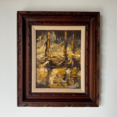 JIM  HOWARD RABBY (American/Texas B. 1947) Abstract Maritime Scene Oil Painting, Framed 