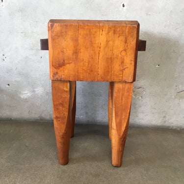 Vintage Solid Maple Butcher Block With Knife Holder