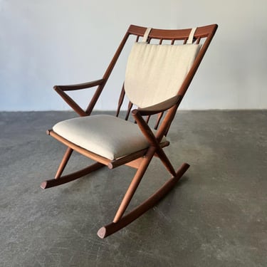 Danish Teak Rocking Chair and Ottoman by Benny Linden 