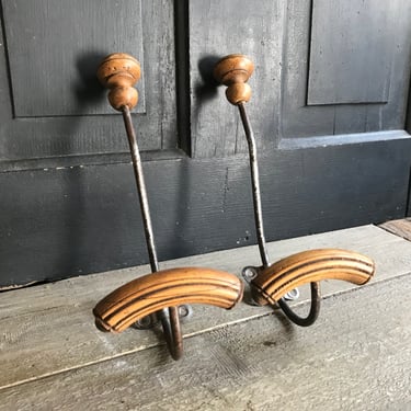 1 Rustic French Bamboo Coat Hooks, Wood Iron, Wall Hook, Traditional French Farmhouse, Sold by Each 