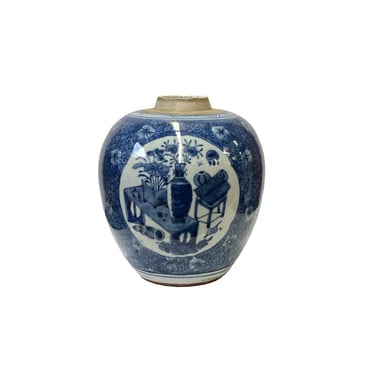 Oriental Flower Vases Small Blue White Porcelain Ginger Jar ws3337E 