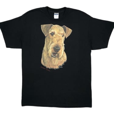 Vintage 90s/Y2K Airedale Terrier Big Print Dog Portrait Graphic T-Shirt Size Large 