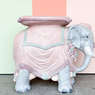 Cute Pastel Plaster Elephant Garden Seat