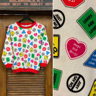 Vintage 1980’s “Just Say No” Pop Art Cartoon Sweatshirt, 80’s Vintage Clothing 