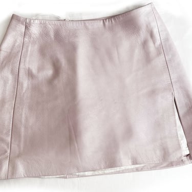 Pink Leather Skirt, Bebe by LA ROXX Mini Dress, Vintage 1980's Leather Skirt in Light Ballet Pink Made In USA 