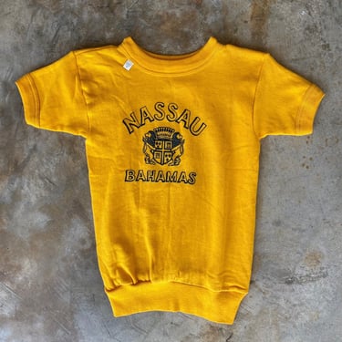 70s Nassau Bahamas Short Sleeve Sweatshirt Yellow 