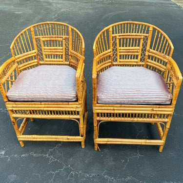 Beautiful pair of vintage Thomasville bamboo brighton chairs 