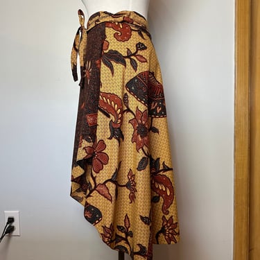 100% cotton India Wrap skirt~ batik paisley floral design 