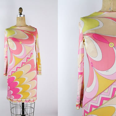 60s Emilio Pucci Pink Mini Dress / Barbie Pucci Dress / Size S/M 