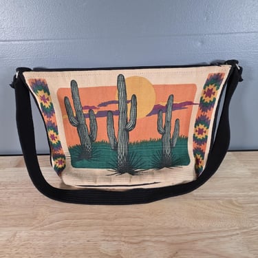 Vintage Southwest Cactus Shoulder Bag Purse Carrying Bag 